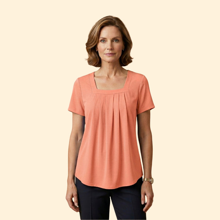 Women's Pleated Blouse Short Sleeve