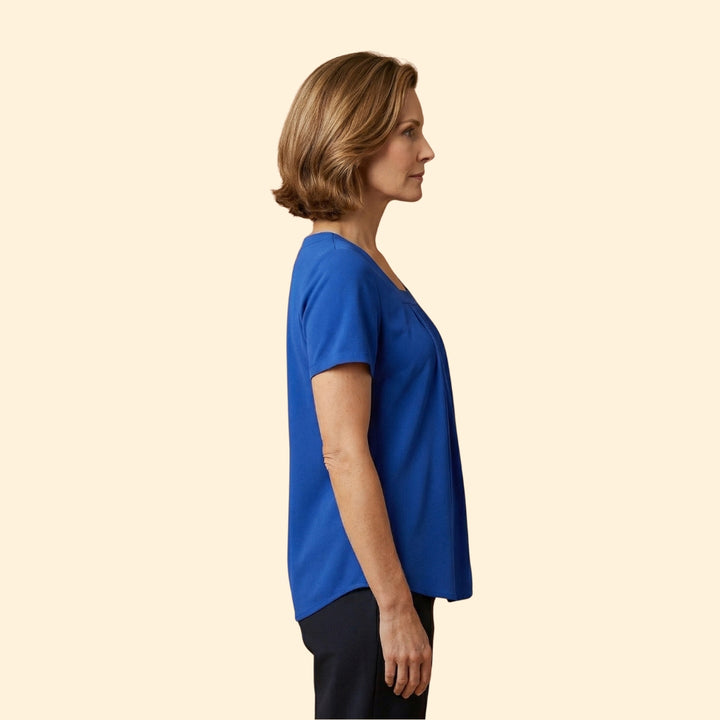 Women's Pleated Blouse Short Sleeve