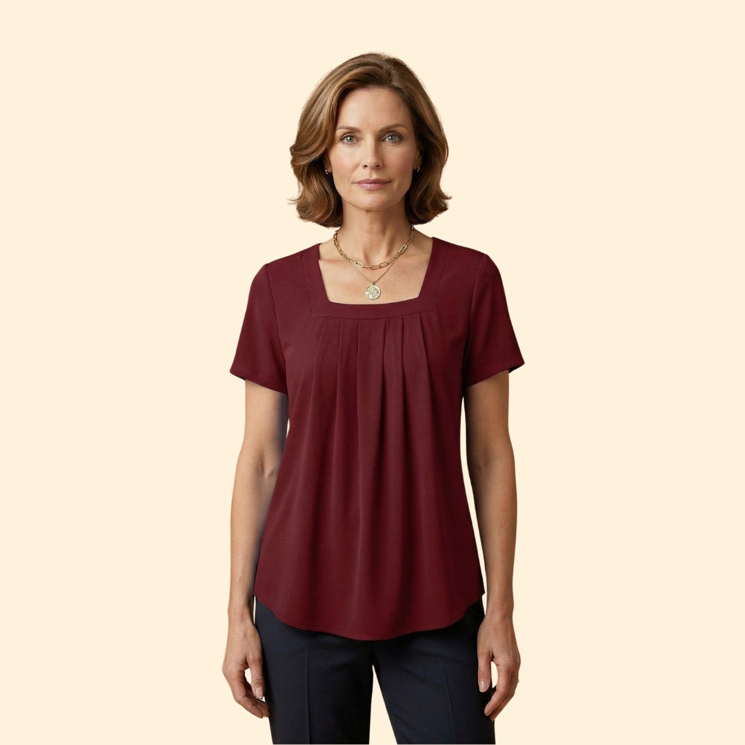 Women's Pleated Blouse Short Sleeve