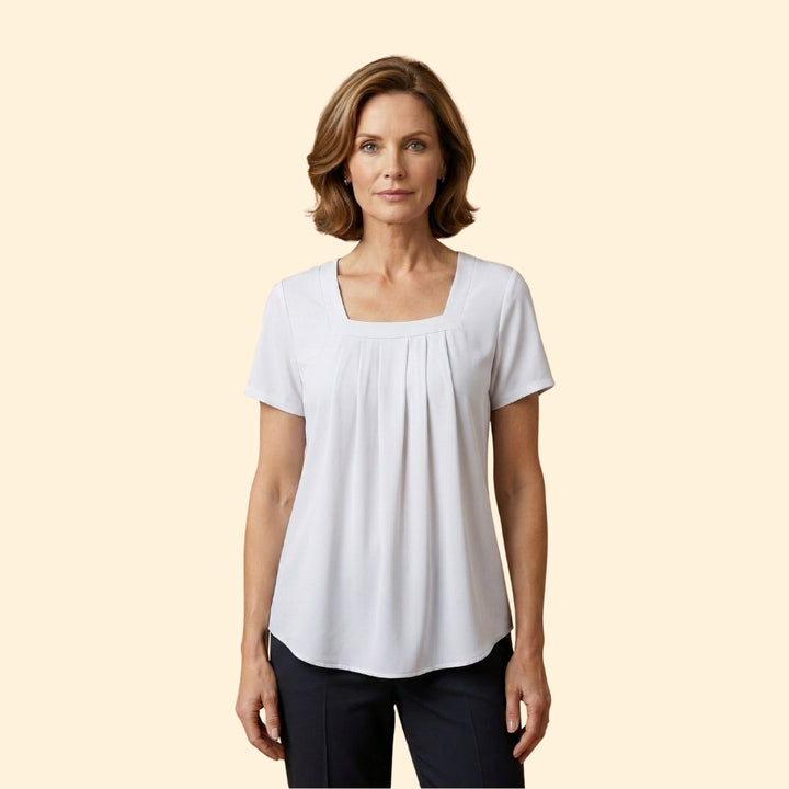 Women's Pleated Blouse Short Sleeve