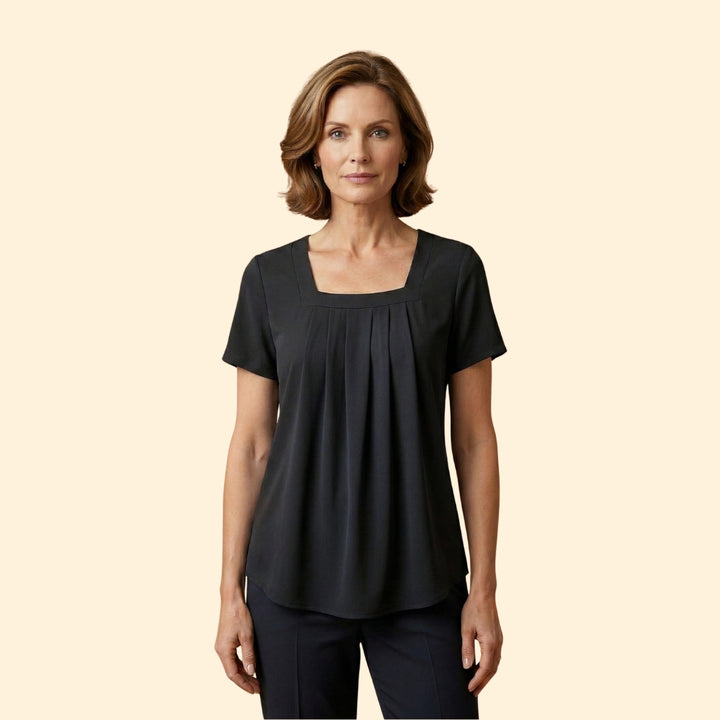 Women's Pleated Blouse Short Sleeve