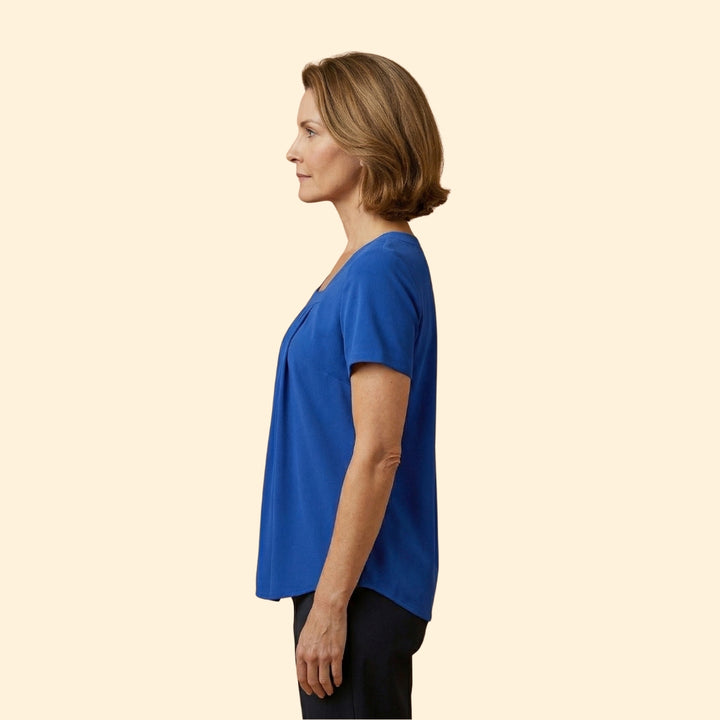 Women's Pleated Blouse Short Sleeve