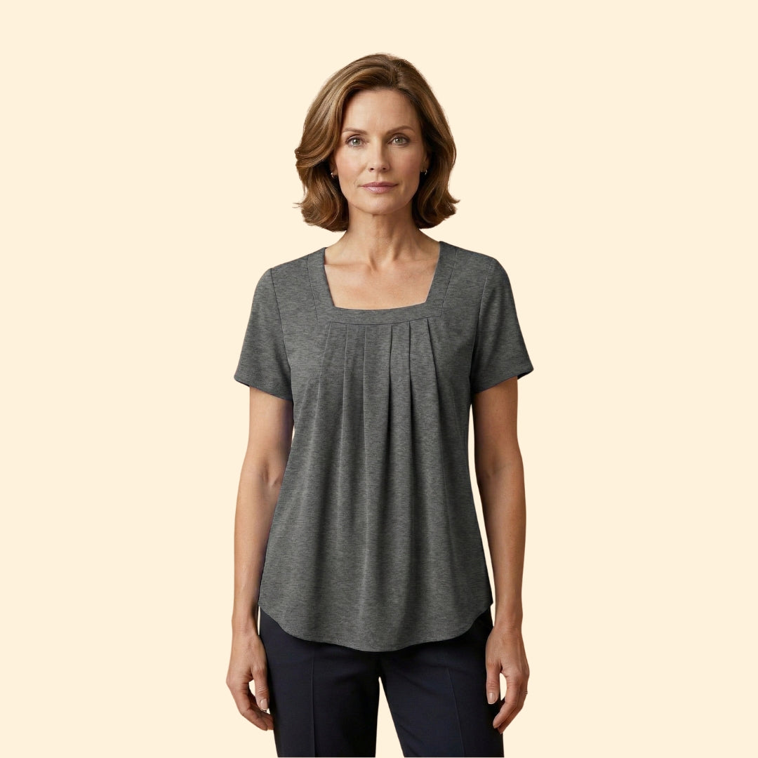 Women's Pleated Blouse Short Sleeve