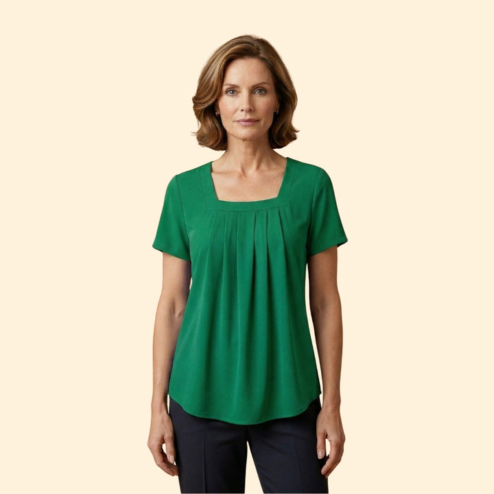 Women's Pleated Blouse Short Sleeve