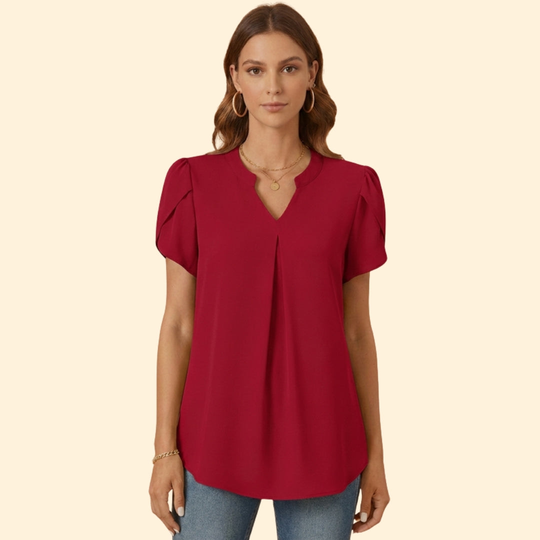 Women’s Pleated Blouse with Short Sleeves