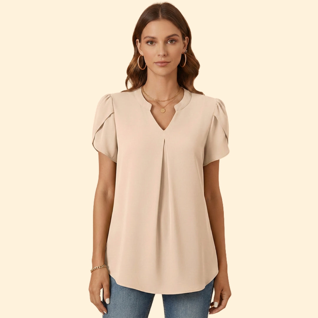 Women’s Pleated Blouse with Short Sleeves