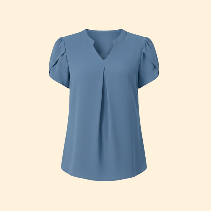 Women’s Pleated Blouse with Short Sleeves