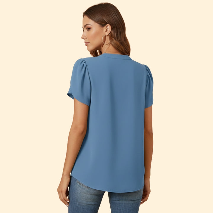 Women’s Pleated Blouse with Short Sleeves