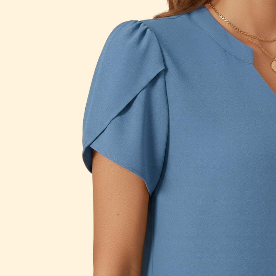 Women’s Pleated Blouse with Short Sleeves