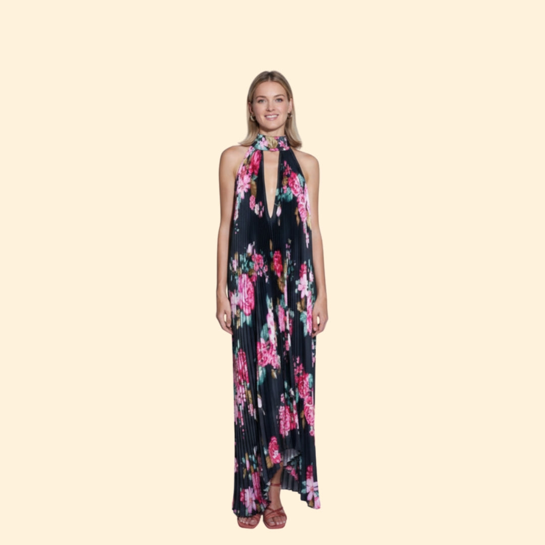 Women’s Pleated Dress with Halter Neck
