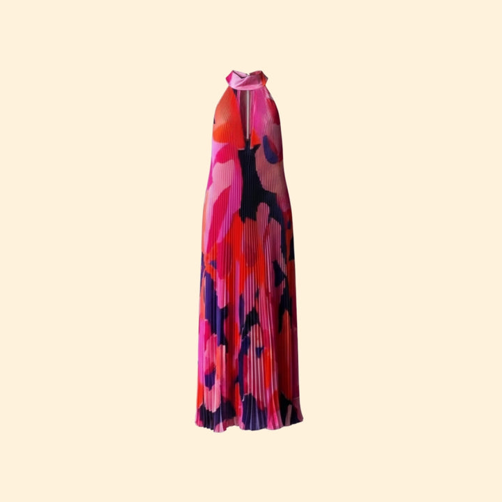 Women’s Pleated Dress with Halter Neck