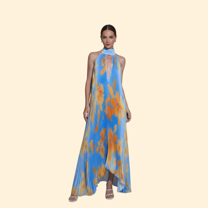 Women’s Pleated Dress with Halter Neck