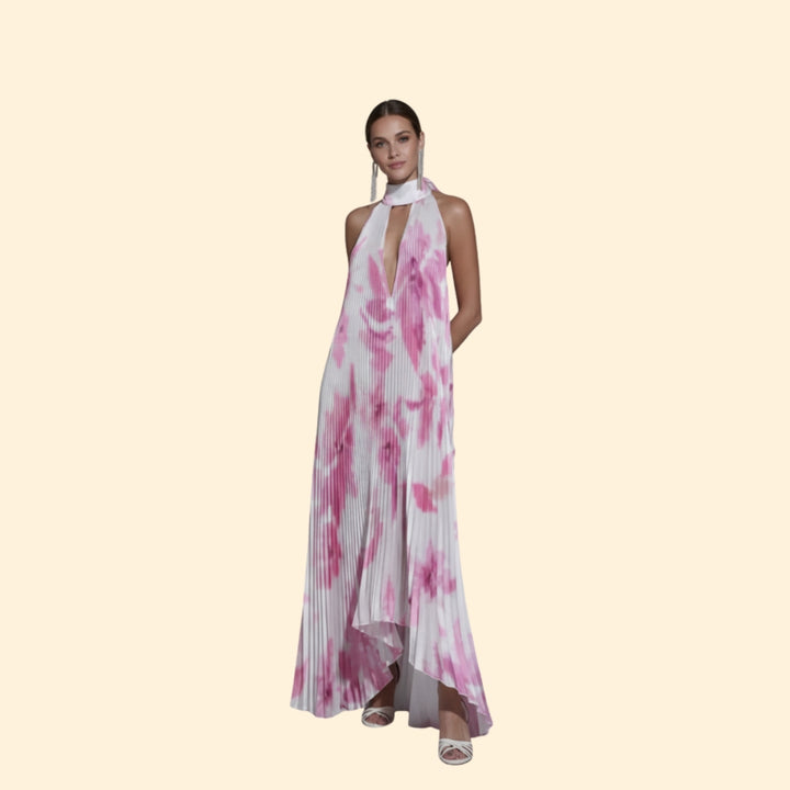 Women’s Pleated Dress with Halter Neck