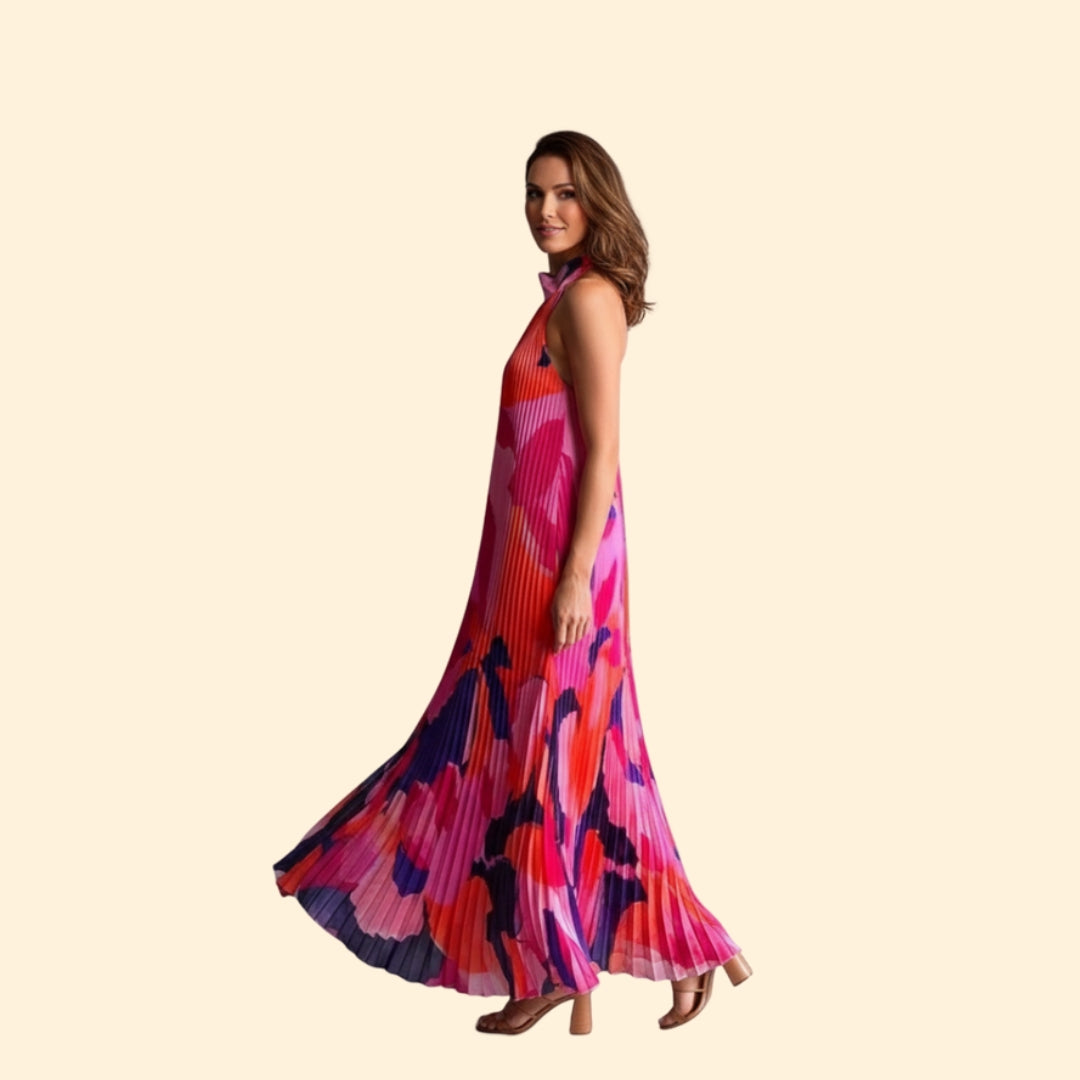 Women’s Pleated Dress with Halter Neck