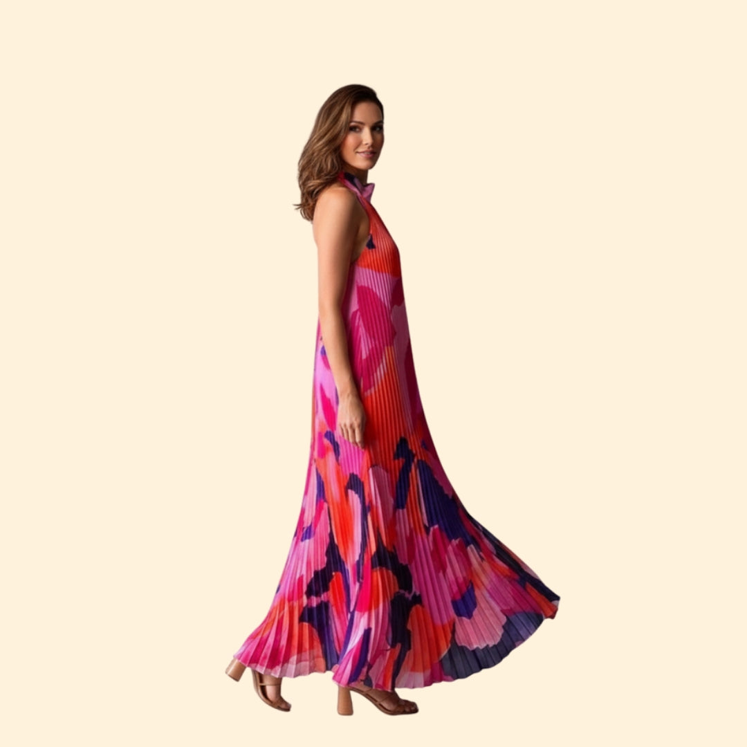 Women’s Pleated Dress with Halter Neck