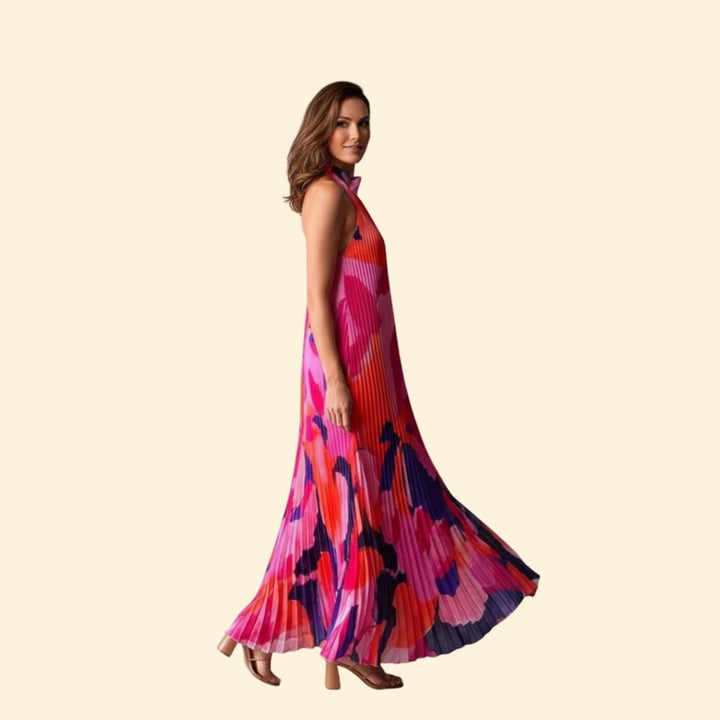 Women’s Pleated Dress with Halter Neck