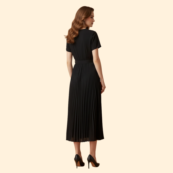 Women’s Pleated Dress with V-Neckline