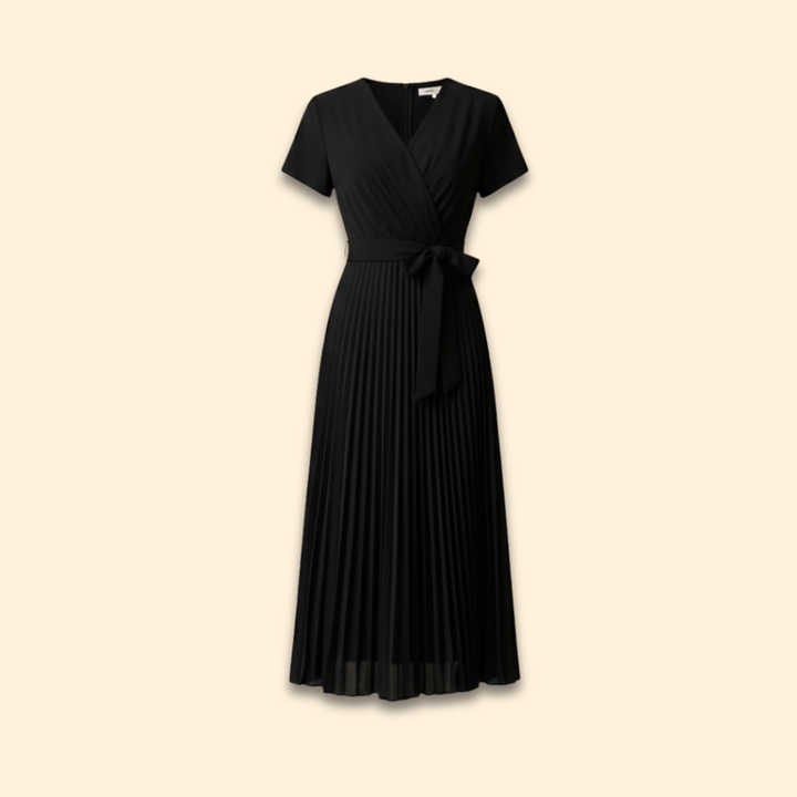 Women’s Pleated Dress with V-Neckline