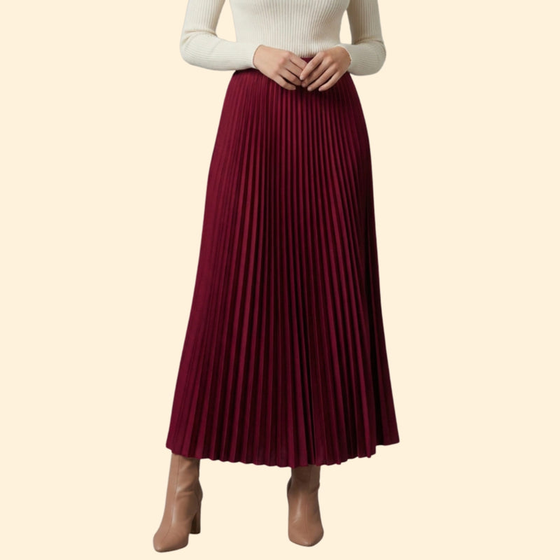 Women’s Pleated Maxi Skirt with High-Waist Fit