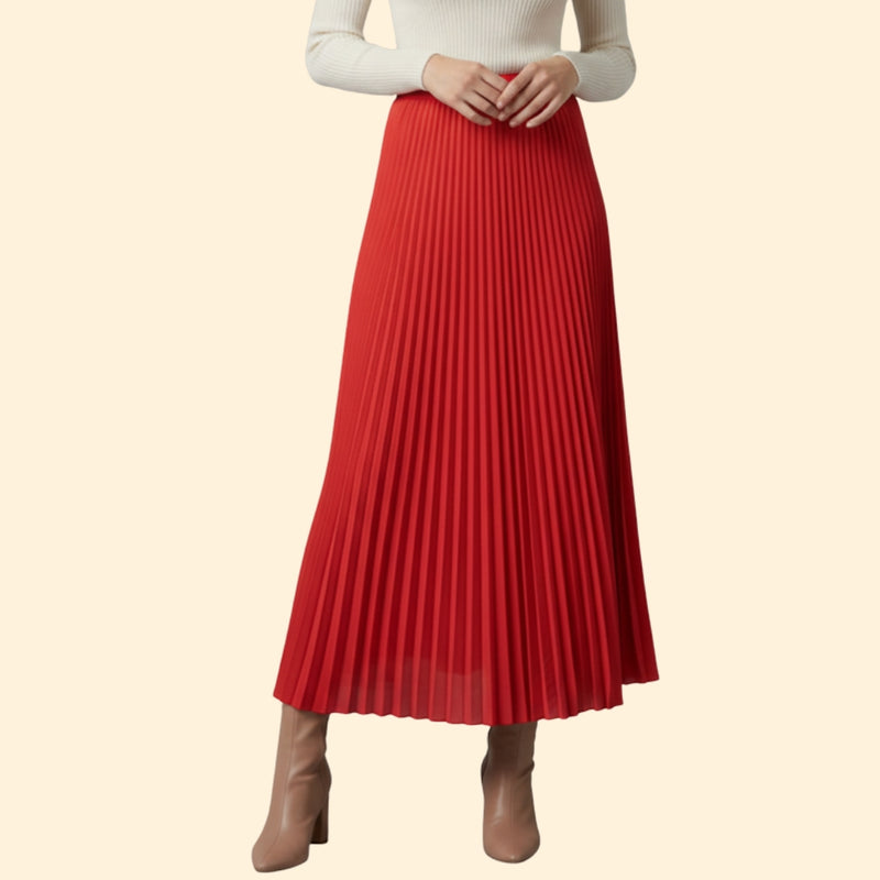 Women’s Pleated Maxi Skirt with High-Waist Fit
