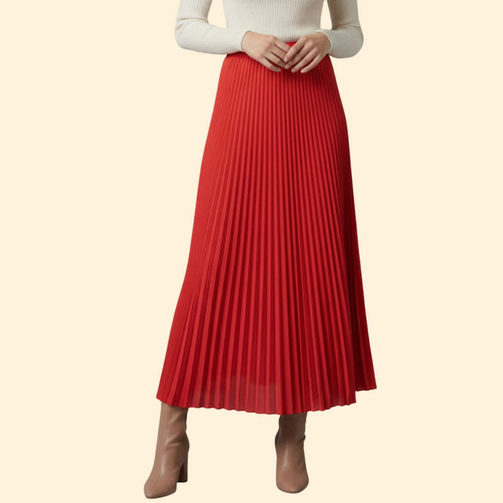 Women’s Pleated Maxi Skirt with High-Waist Fit