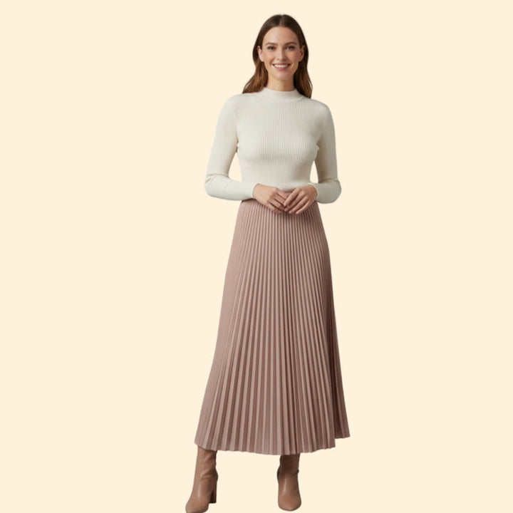 Women’s Pleated Maxi Skirt with High-Waist Fit