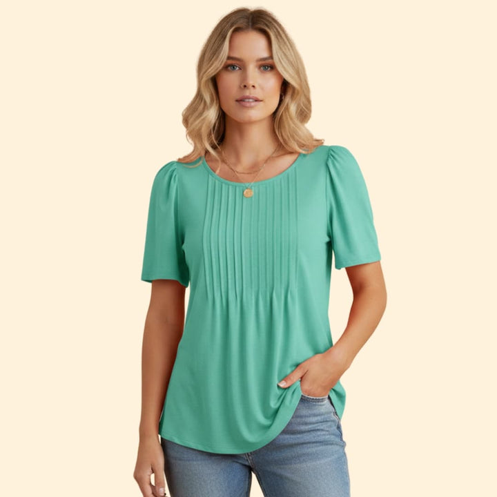 Women’s Pleated T-shirt with Short Sleeves