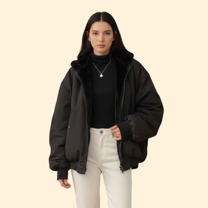 Women’s Plus Size Bomber Jacket with Zip Closure
