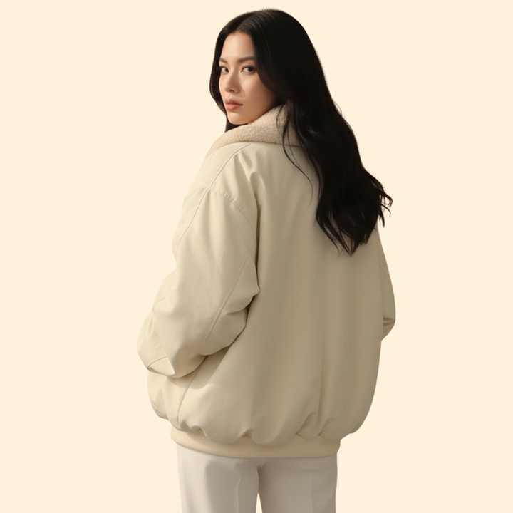 Women’s Plus Size Bomber Jacket with Zip Closure