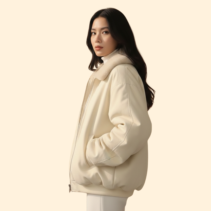 Women’s Plus Size Bomber Jacket with Zip Closure