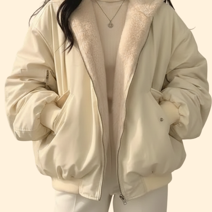 Women’s Plus Size Bomber Jacket with Zip Closure