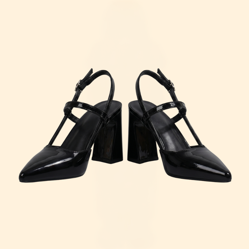 Women’s Pointed Block Pumps with Buckle