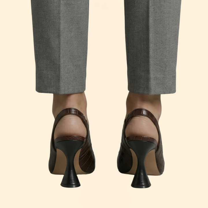 Women’s Pointed Toe Heels with Croc Embossing
