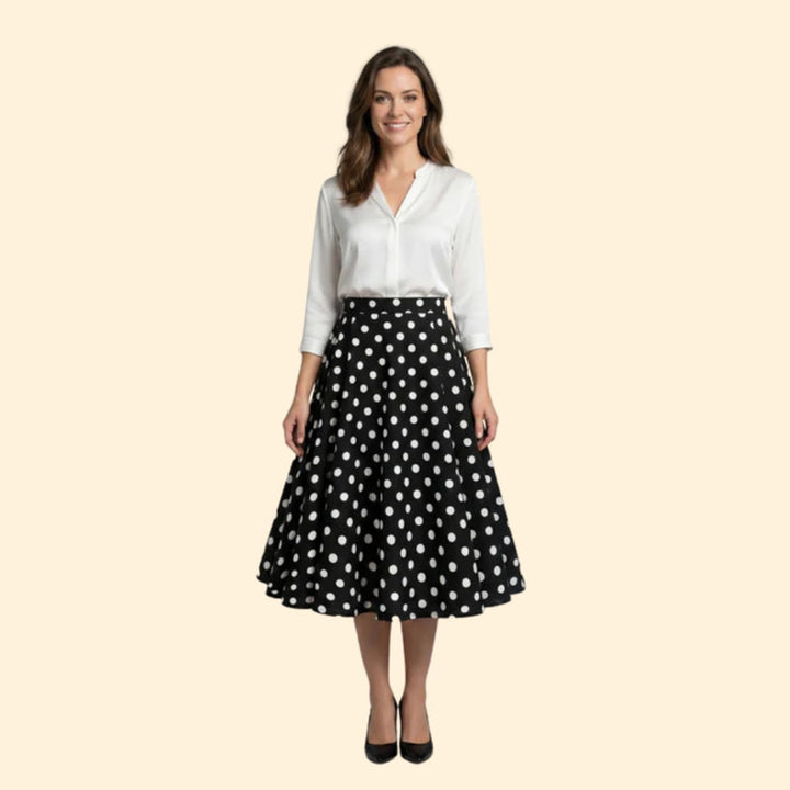 Women’s Polka Dot Skirt with Pleated Design