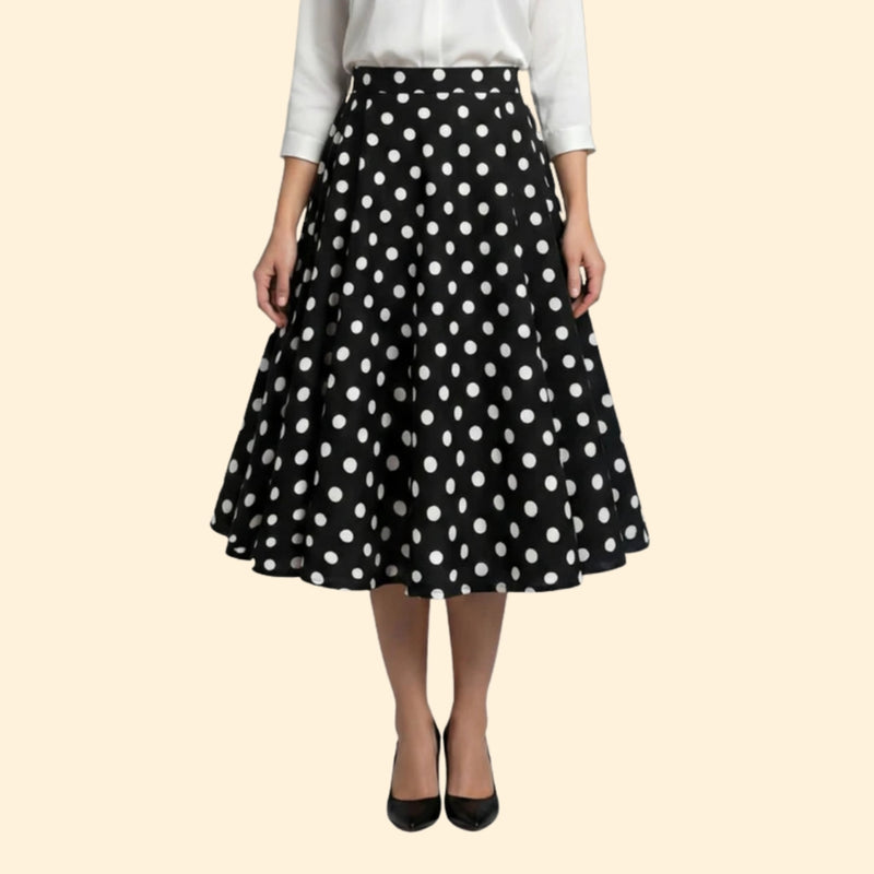 Women’s Polka Dot Skirt with Pleated Design