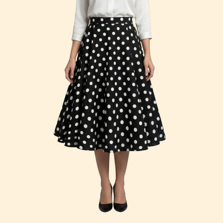 Women’s Polka Dot Skirt with Pleated Design