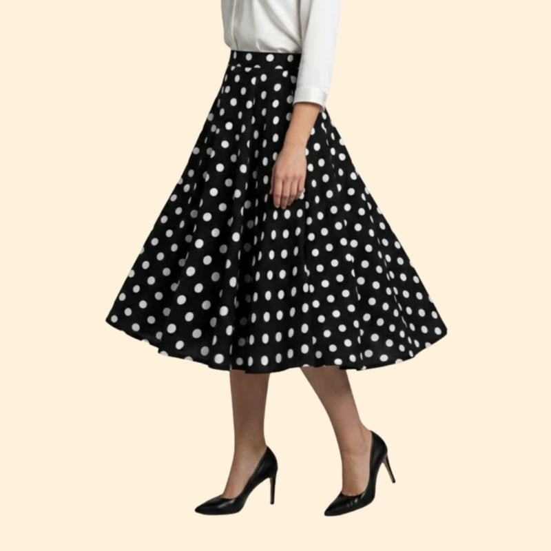Women’s Polka Dot Skirt with Pleated Design