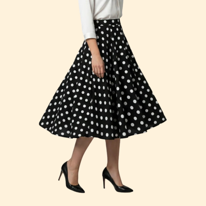 Women’s Polka Dot Skirt with Pleated Design