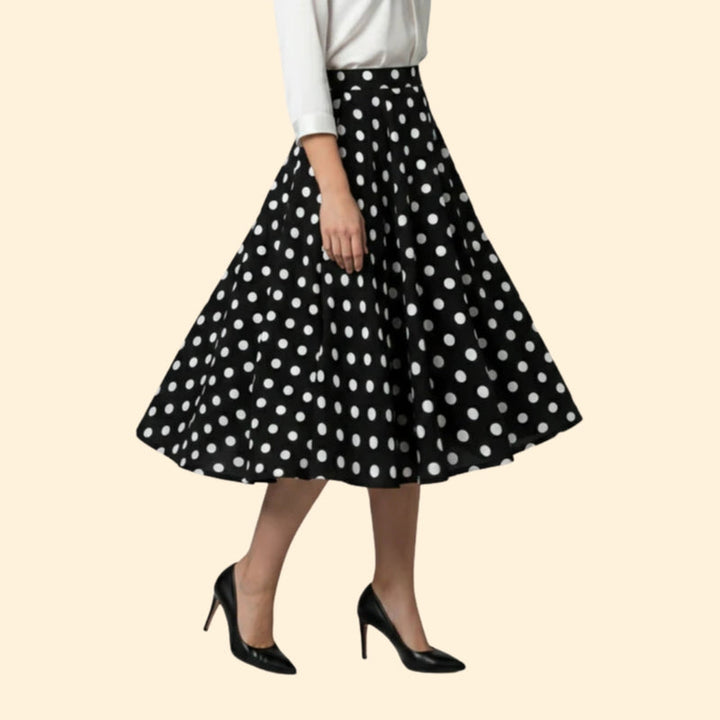 Women’s Polka Dot Skirt with Pleated Design