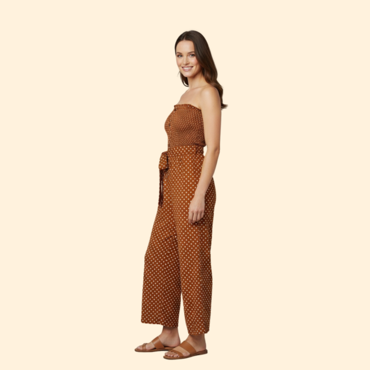 Women’s Polka Dot Jumpsuit Cropped Legs