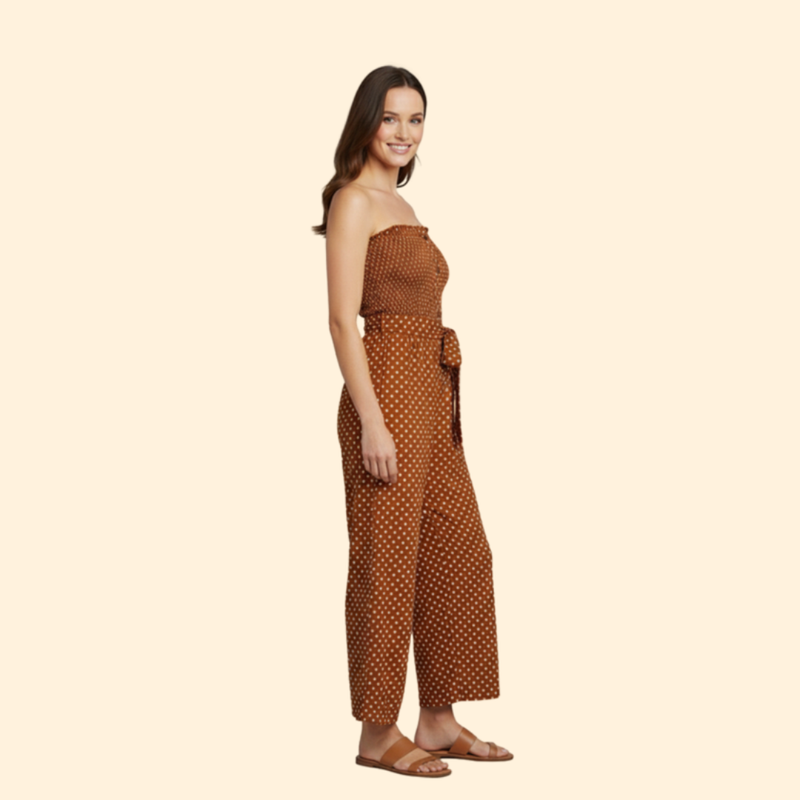 Women’s Polka Dot Jumpsuit Cropped Legs