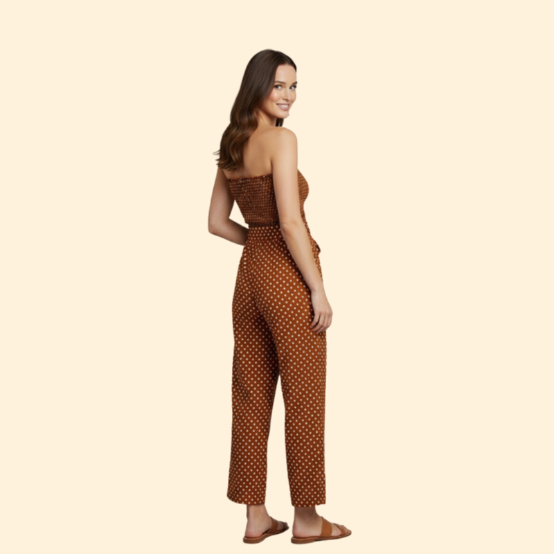 Women’s Polka Dot Jumpsuit Cropped Legs