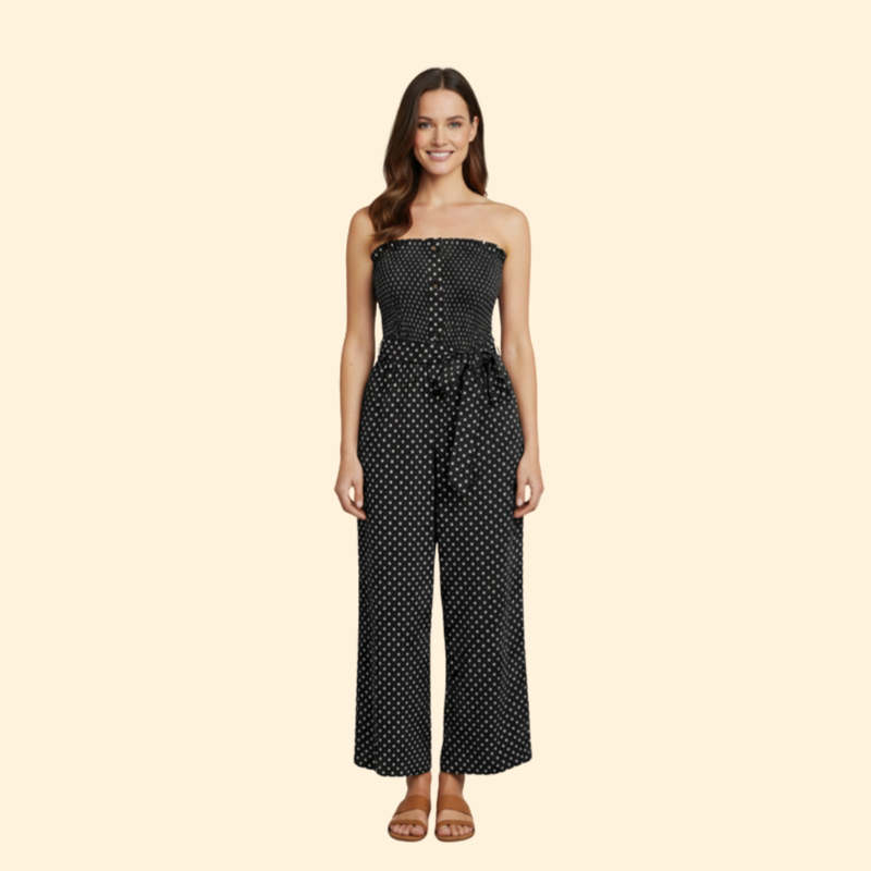 Women’s Polka Dot Jumpsuit Cropped Legs