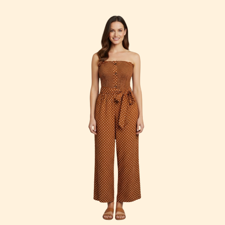 Women’s Polka Dot Jumpsuit Cropped Legs