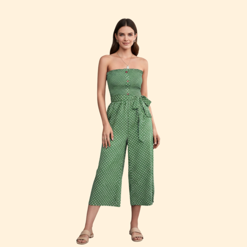 Women’s Polka Dot Jumpsuit Cropped Legs