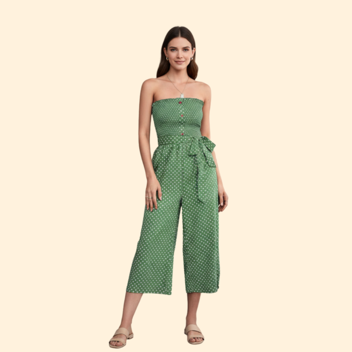 Women’s Polka Dot Jumpsuit Cropped Legs