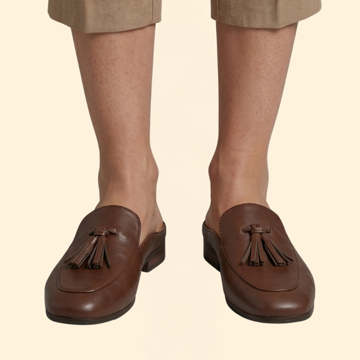 Women’s Polyurethane Loafer Mules with Tassels