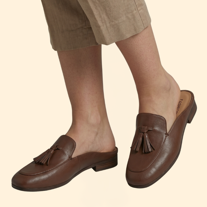 Women’s Polyurethane Loafer Mules with Tassels