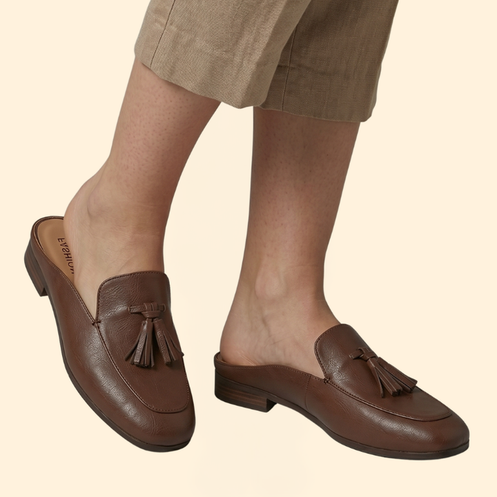 Women’s Polyurethane Loafer Mules with Tassels