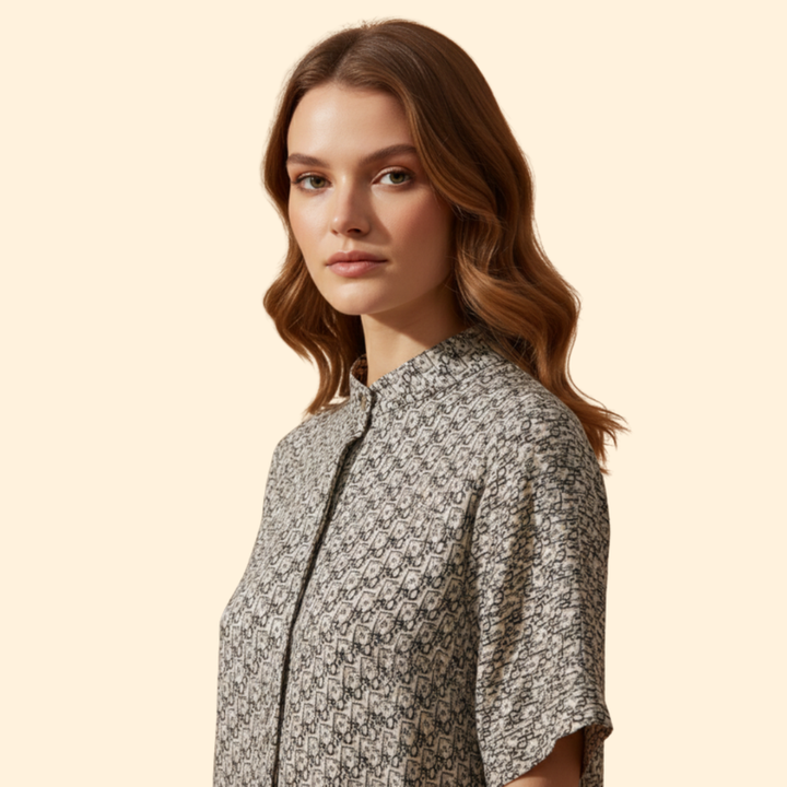 Women's Printed Dress with Side Slit